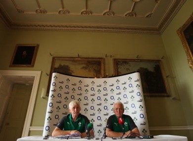 Ireland team manager Paul McNaughton and assistant coach Alan Gaffney.