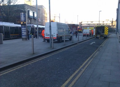 Emergency services at the scene of today's Luas and car collision.