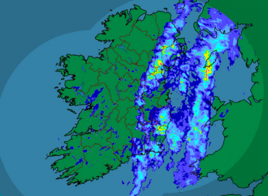 Met Éireann's rainfall radar as of 7am showed significant rain over the east of the country - though the rest of Ireland also got its fair share of battering overnight.