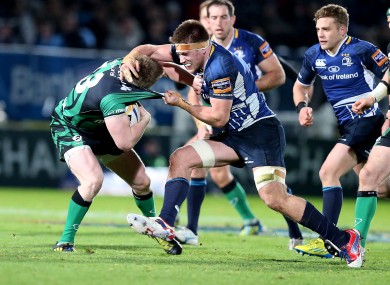 Dominic Ryan and Eoin Griffin tussle at the RDS.