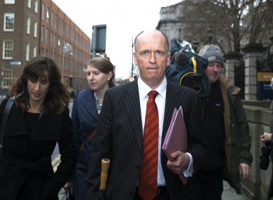 IMC president Prof Kieran Murphy arrives at Leinster House for this morning's hearing. CEO Caroline Spillane is seen to the left.