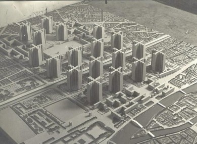 A model of the planned district.