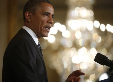 President Barack Obama speaks in the East Room of the White House.