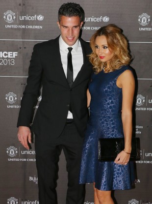 Robin van Persie and wife Bouchra arrive at The United for UNICEF Gala Dinner last week in Manchester.