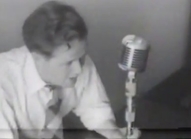 Michael O'Hehir in the commentary position in New York in 1947.