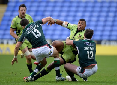 Fergus Mulchrone and Eamonn Sheridan combined for three London Irish tries today.