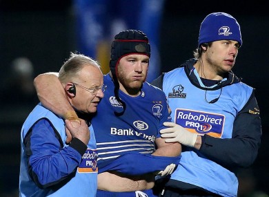 Sean O'Brien cradles his injured arm.