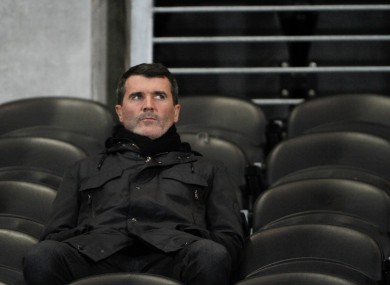 Keane pictured watching yesterday's Premier League game between Hull and Stoke.