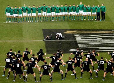 Ireland's rugby stars face the All Blacks' haka in November.