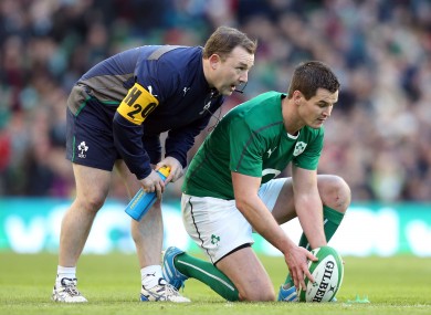 Ireland's Richie Murphy with Jonathan Sexton.