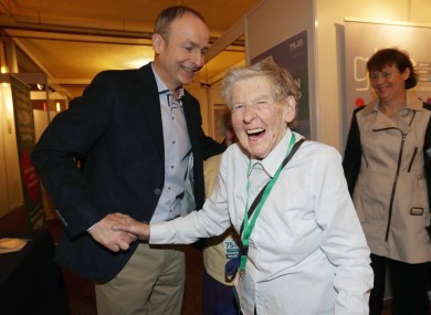 Micheál Martin shares a joke with a delegate at the Fianna Fáil Ard Fheis this weekend